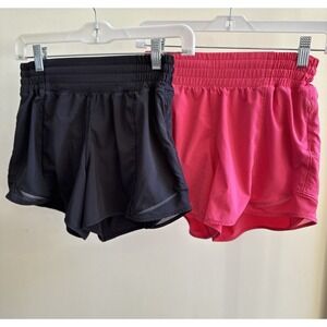 Lot 2- Lululemon Women's Hotty Hot High Rise Short 4" Lined Size 4 Black Pink